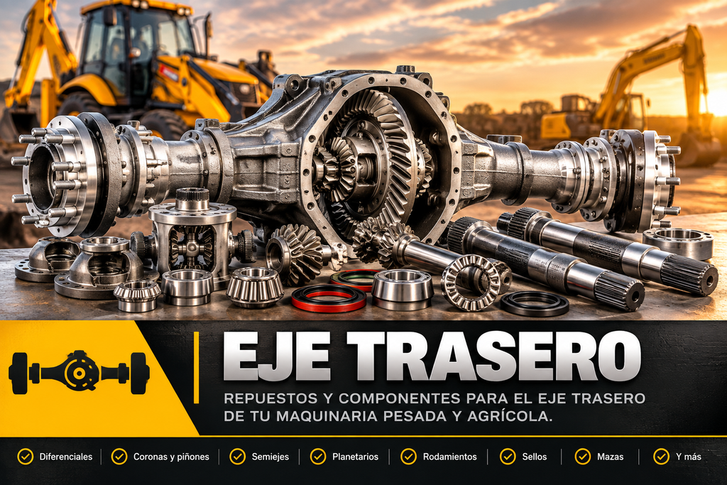 Repuestos para eje trasero de maquinaria pesada y agrícola.